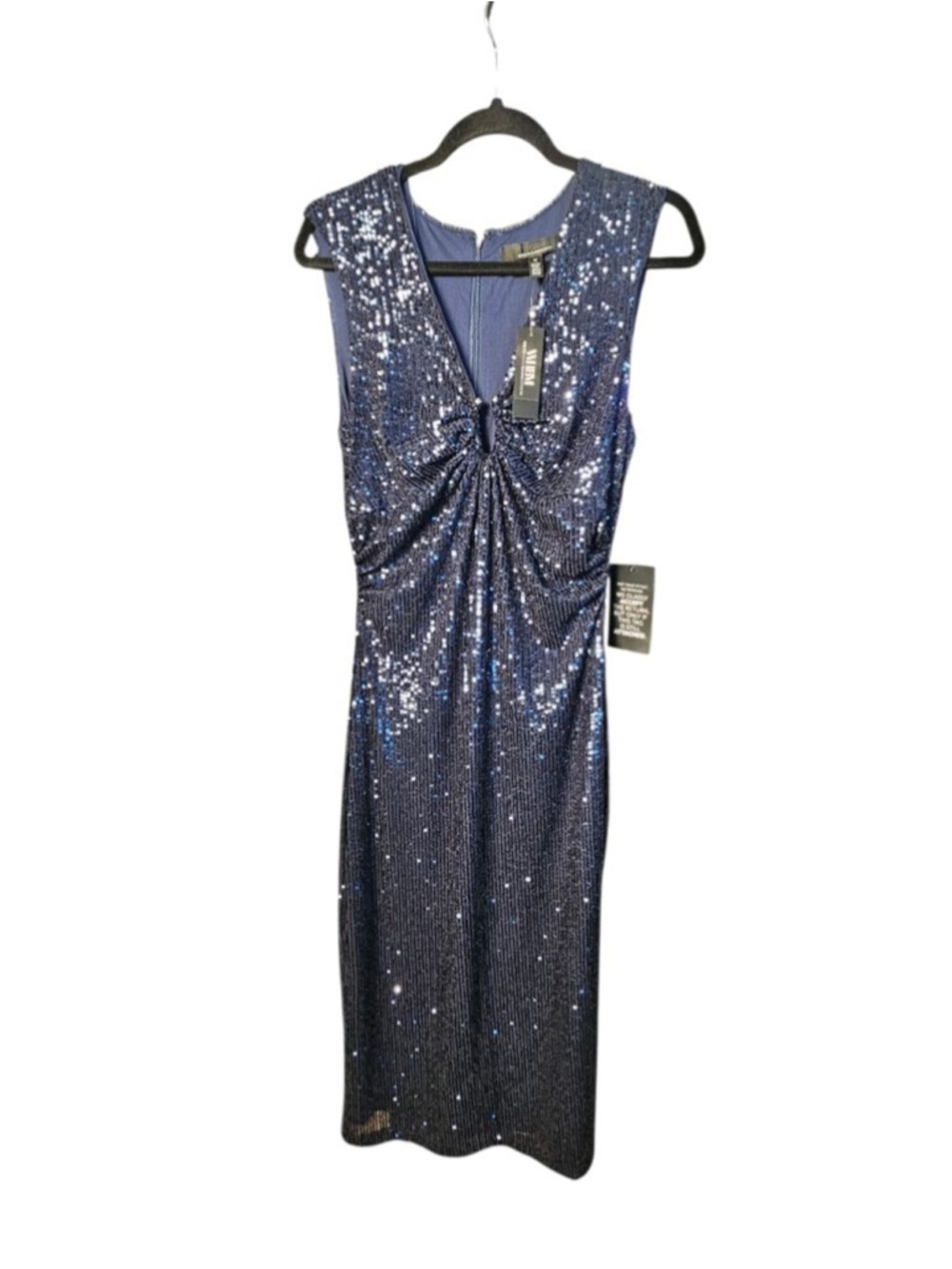 White House Black Market Navy Sequin V-Neck Sheath Dress M - Picture 6 of 11